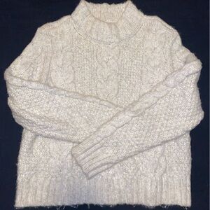 American Eagle Outfitters Cream Cowl Neck Cable Knit Sweater